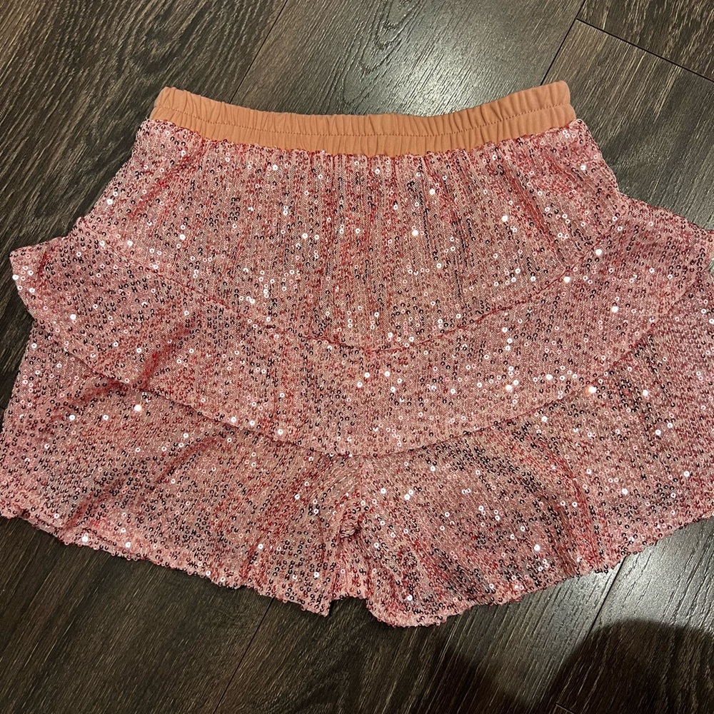 Hayden Girls Pink Sequin Ruffle Shorts